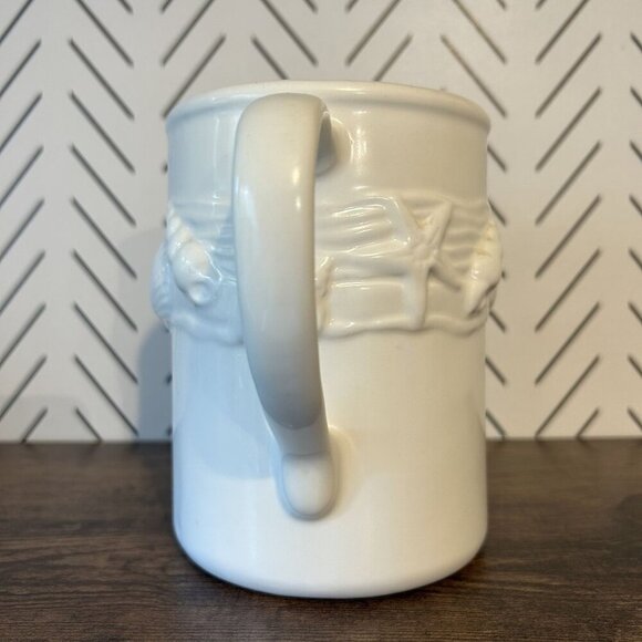 VTG Ceramic Seashells Starfish Pitcher Raised White 1993 CBK Taiwan Beach House - Picture 5 of 11